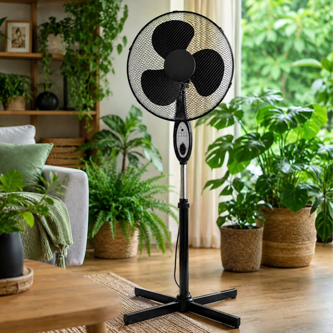 Floor FAN Standing Black FAN ADJUSTABLE Strong 3 MODES Manufacturer code Wentylator stojący z regulowaną prędkością