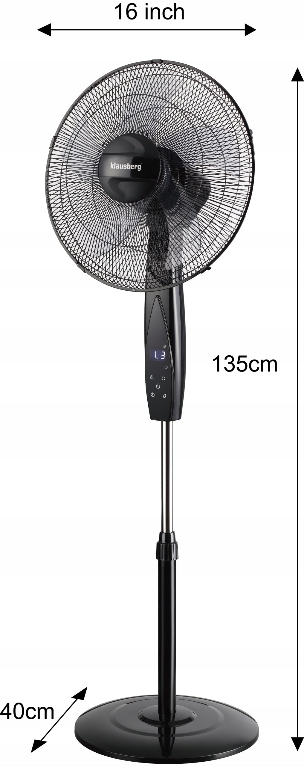 Floor Fan Round Base Black Brand Klausberg