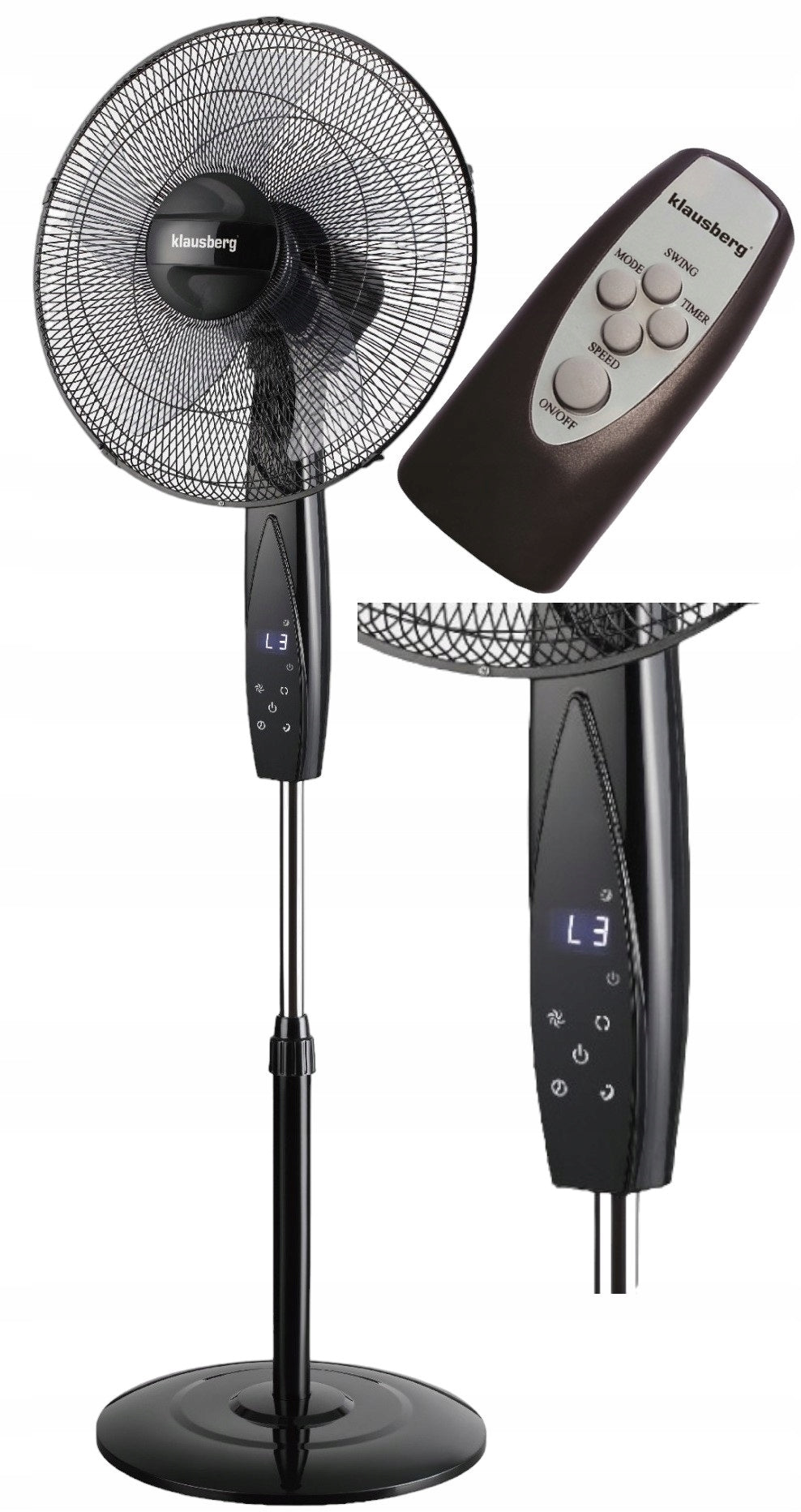 Floor Fan Round Base Black