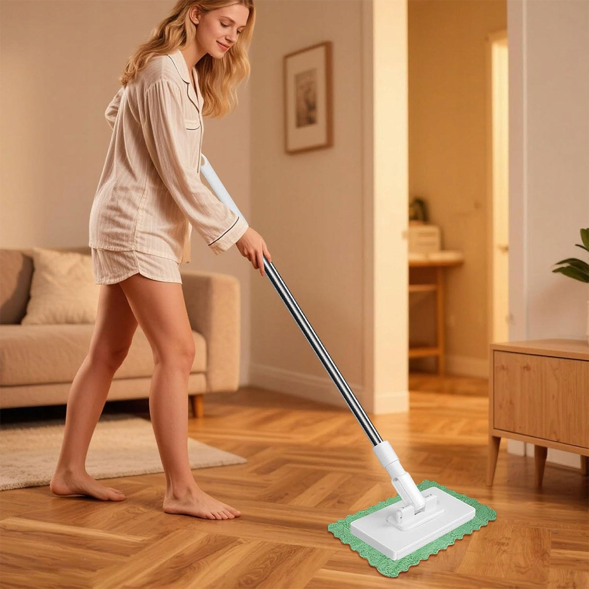 Floor Mop Portable Lightweight with Long Handle Flat Mop Wet and Dust Brand no brand