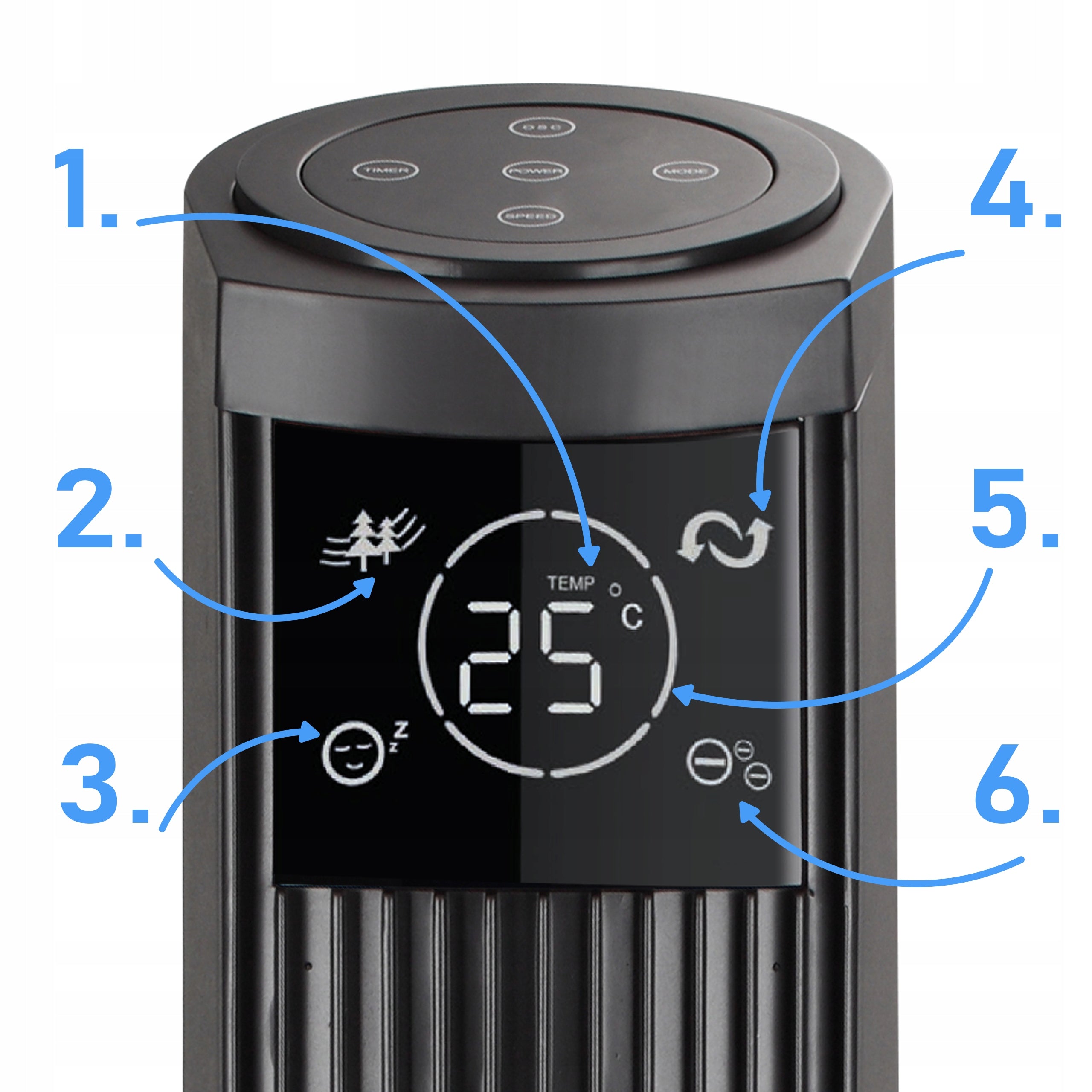 Floor Standing Column Fan Windmill Silent Ionization 10m 124CM Dominant color black