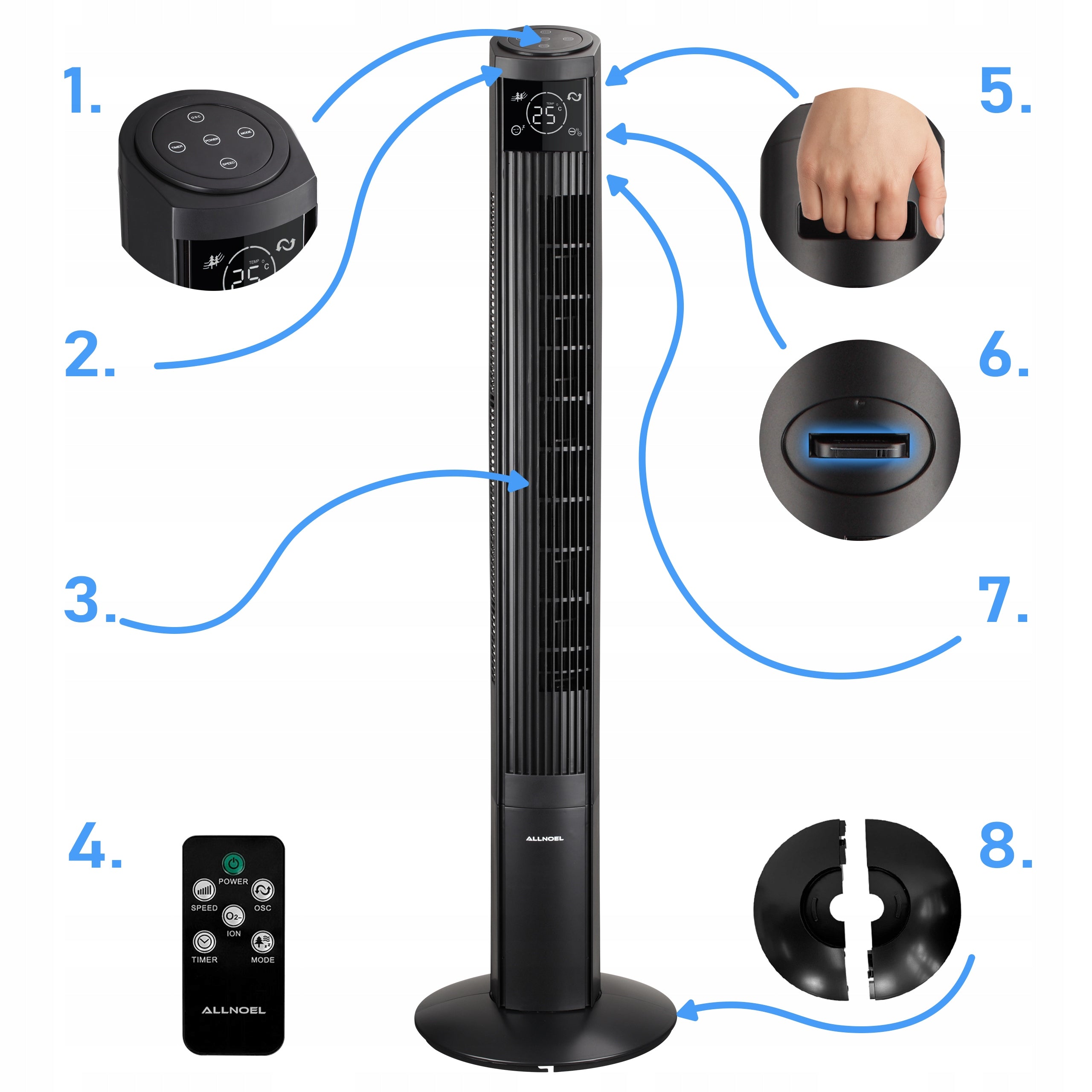 Floor Standing Column Fan Windmill Silent Ionization 10m 124CM Fan type column