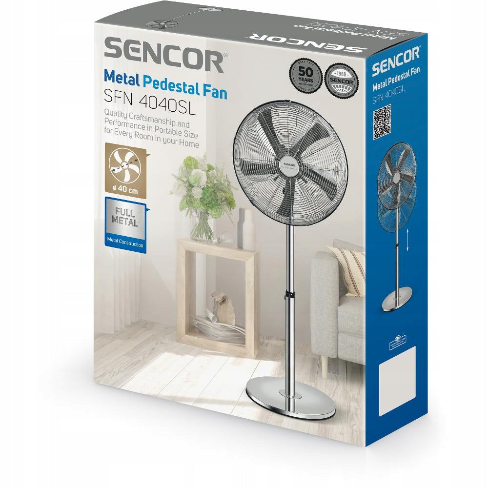 Floor fan Sencor SFN 4040SL metal 50W diameter 40cm Functions oscillation tilt angle adjustment height adjustment