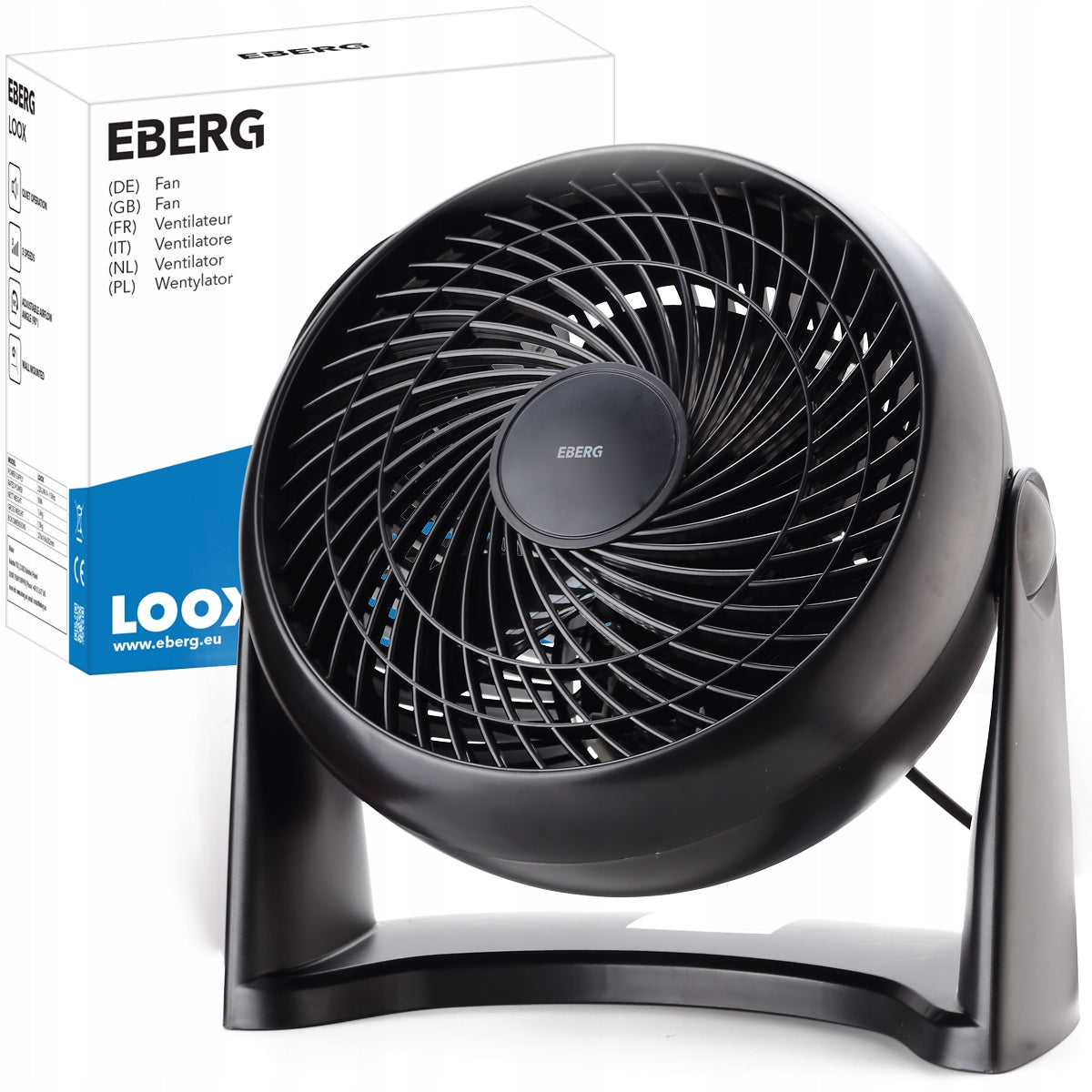 Floor fan desk fan EBERG quiet strong wall 50W up to 90° Packaging status original