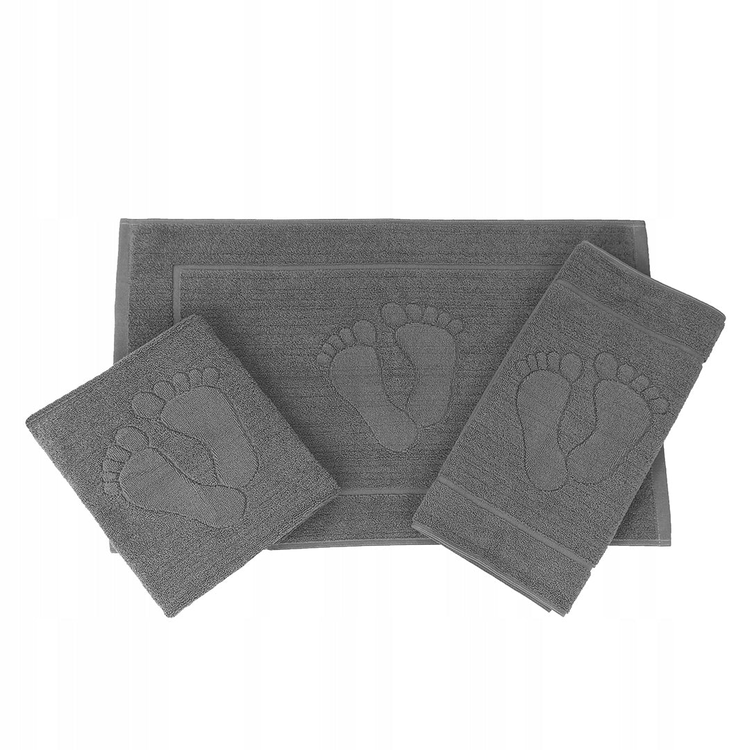 Floor towel 40x60cm with FEET Motif - Mocca Thickness 3 mm