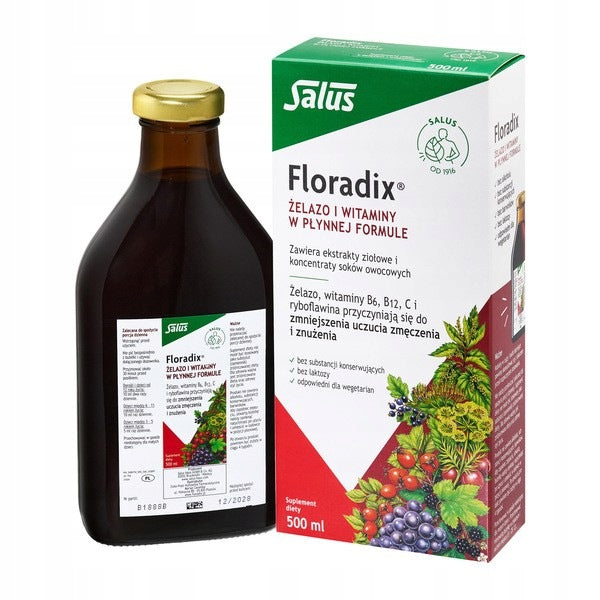 Floradix Iron Vitamins, 500 ml, liquid iron, energy, immunity
