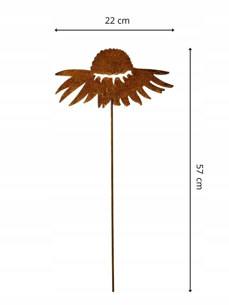 Flower Echinacea 57 cm on rod | metal decoration for garden | rust Manufacturer Ginko.Garden