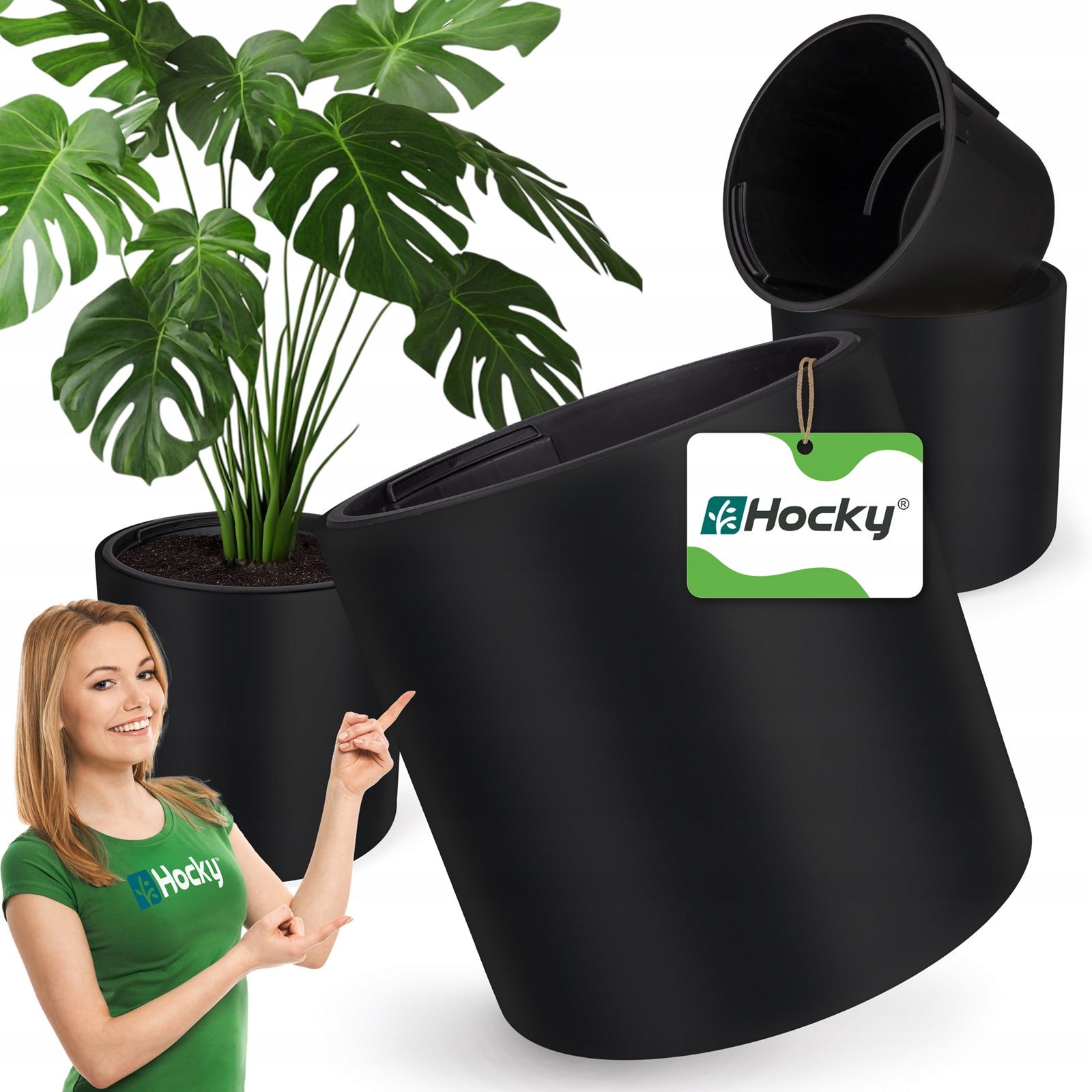 Flower Pot 30cm Large Garden Planter Frost Resistant Anthracite + Refill