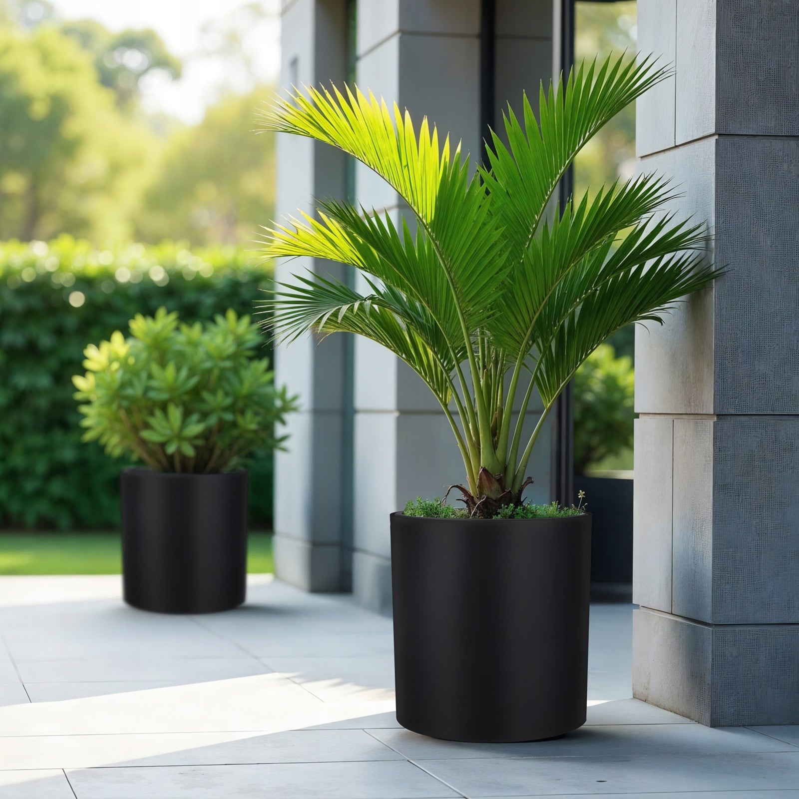 Flower Pot 47cm Large Garden Planter Frost Resistant Anthracite + Refill Brand no brand