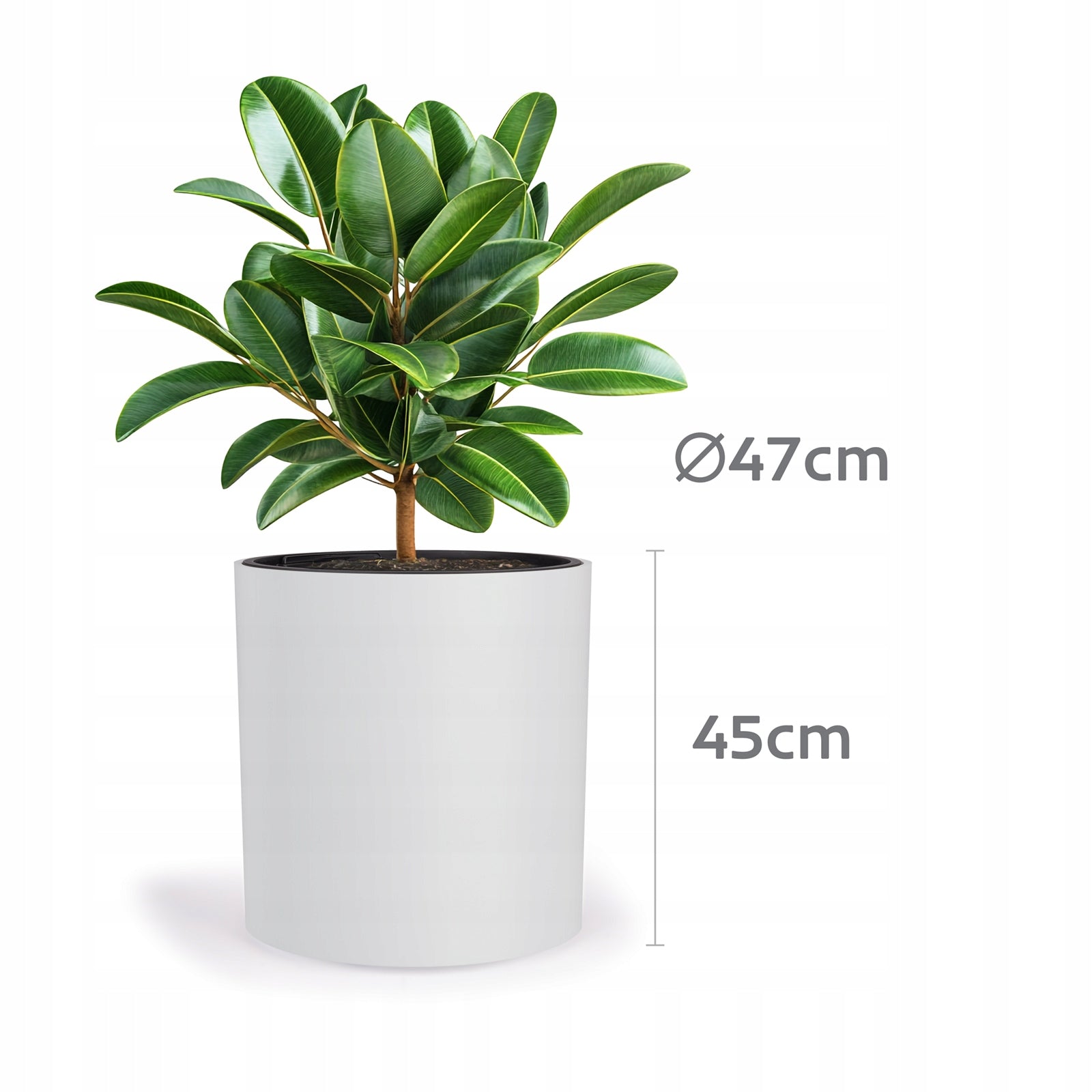 Flower Pot 47cm Large Garden Planter Frost Resistant White + Refill Manufacturer code HER470b
