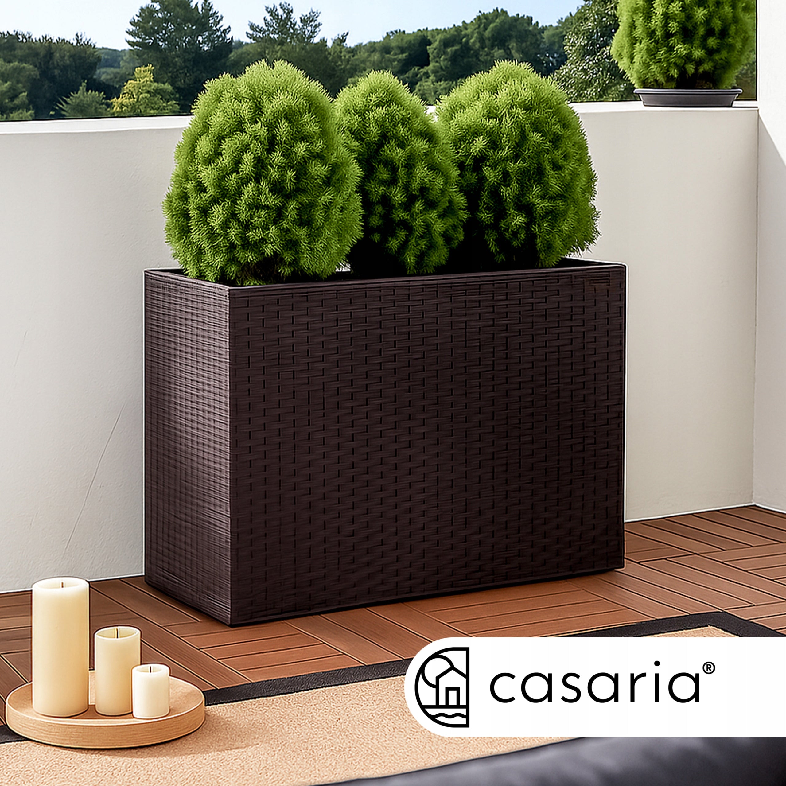 Flower Pot Chest Rattan 3x Removable Cartridges 83x30,5x60 cm brown EAN (GTIN) 4250525360851