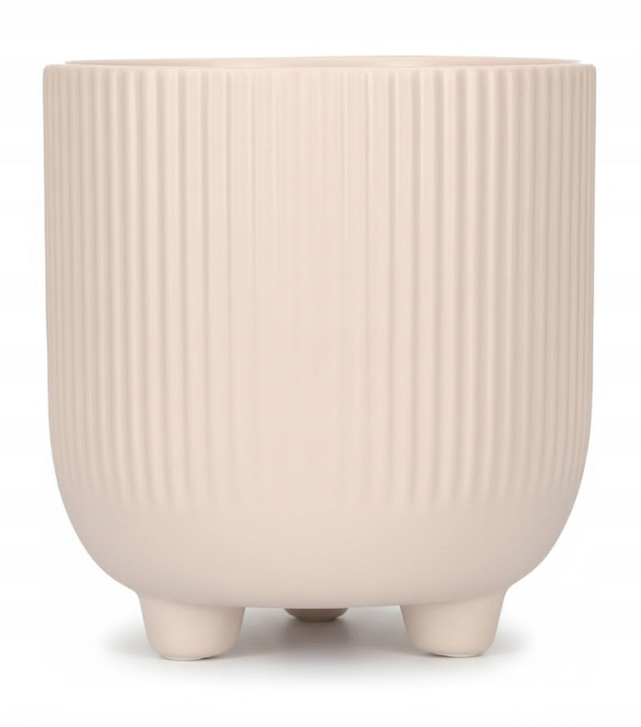 Flower Pot Cover Beige 15 cm with Ceramics on Three Feet Designer Planter