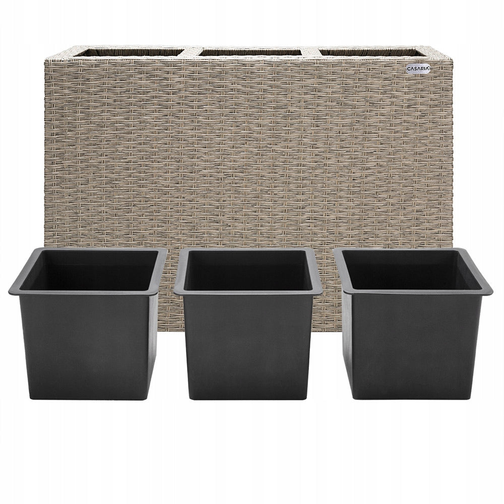 Flower Pot Garden Planter Ratan 3x Removable Cartridges Beige 83x31x60cm Manufacturer code 106641