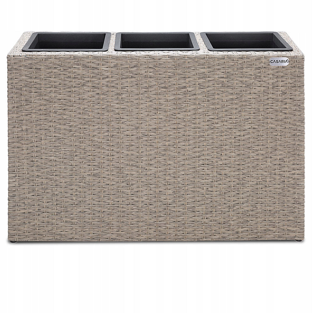 Flower Pot Garden Planter Ratan 3x Removable Cartridges Beige 83x31x60cm Material synthetic material