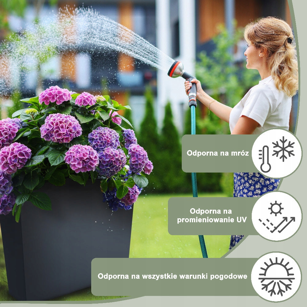 Flower Pot High Rectangular Terrace Box Planter with Cartridge Anthracite Brand DIKEL