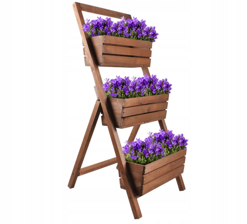 Flower Stand Wooden Ladder Brown Cascade Flowerbed