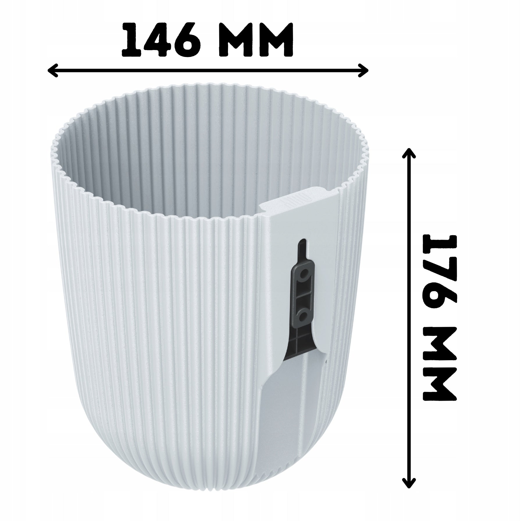 Flower pot HANGING round MILLY WALL white wall cover mount Length 14.6 cm