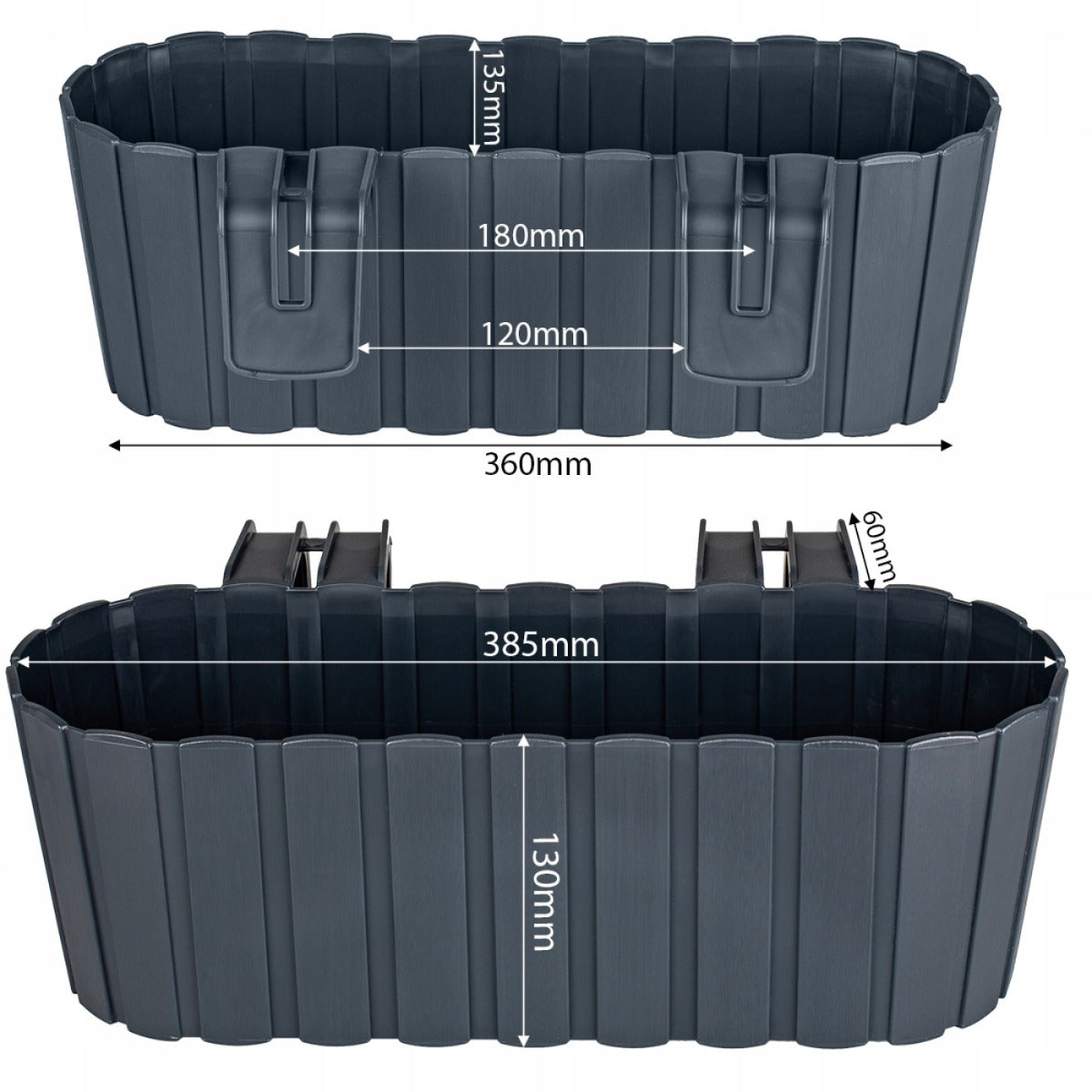 Flower pot OVAL BALCONY FOR RAILING HOOKS anthracite BOX Manufacturer code DDECZ400 antracyt