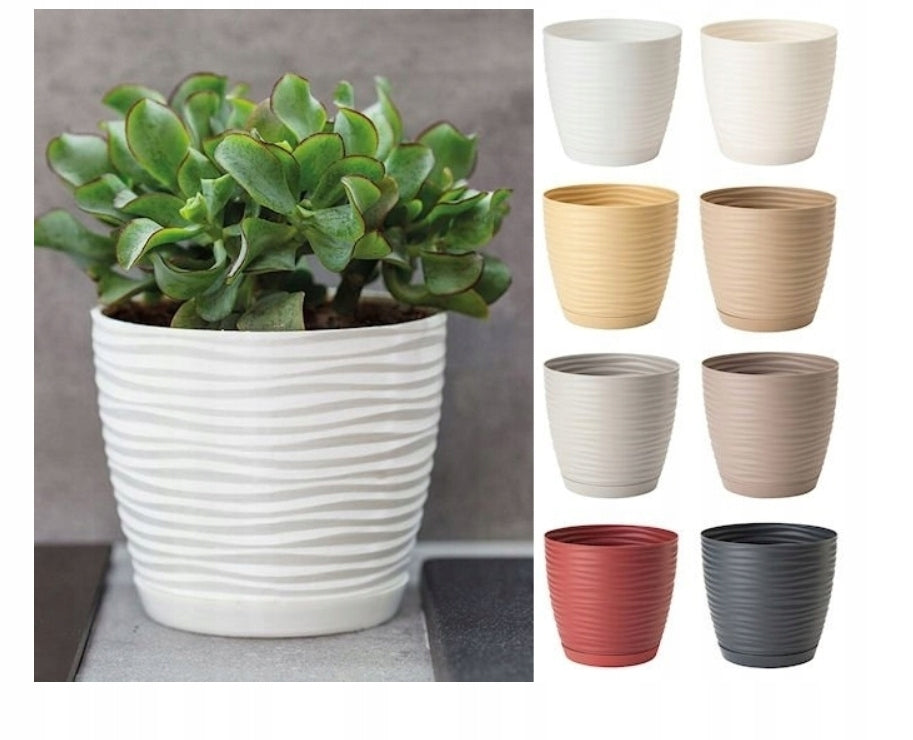 Flower pot Sahara 19 Wave with stand fi 19 cm h 17,3 cm White Brand Form-Plastic