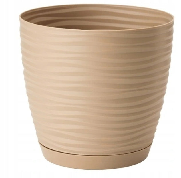 Flower pot Sahara 19 Wave with stand fi 19 cm h 17,3 cm White Length 17.3 cm