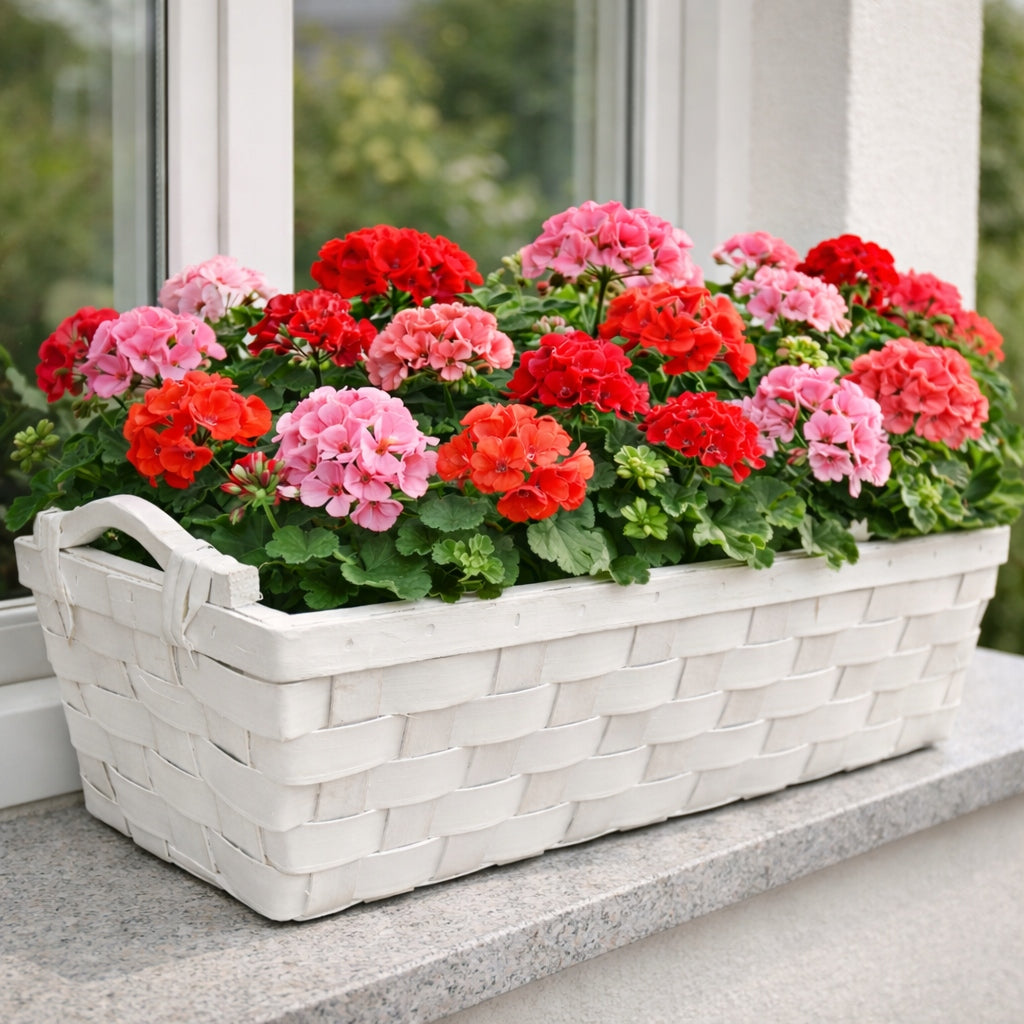 Flower pot WHITE flower box balcony window sill wooden TERRACE Brand no brand