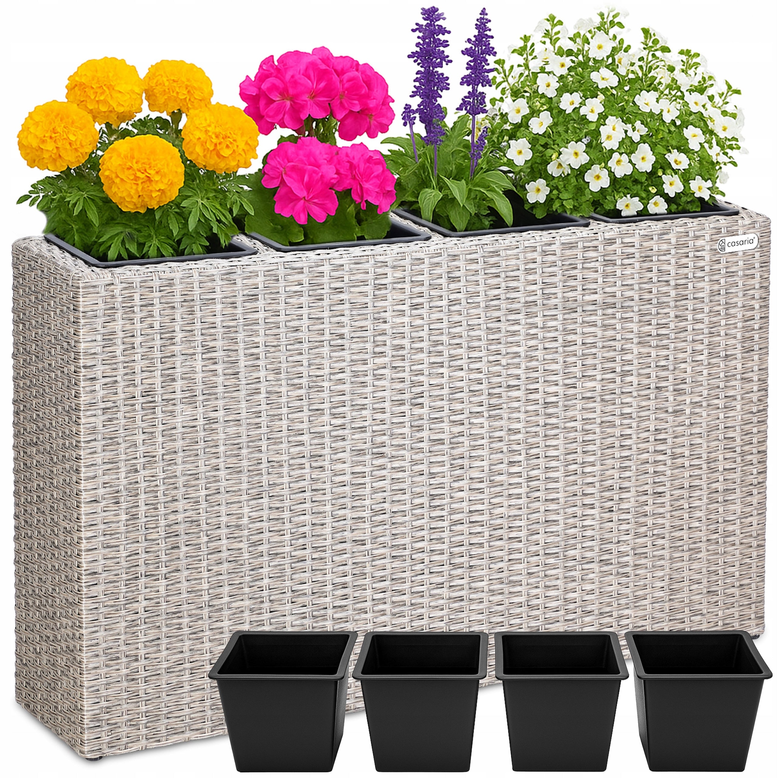 Flower pot garden planters large for balcony terraces rattan pots Brand Casaria