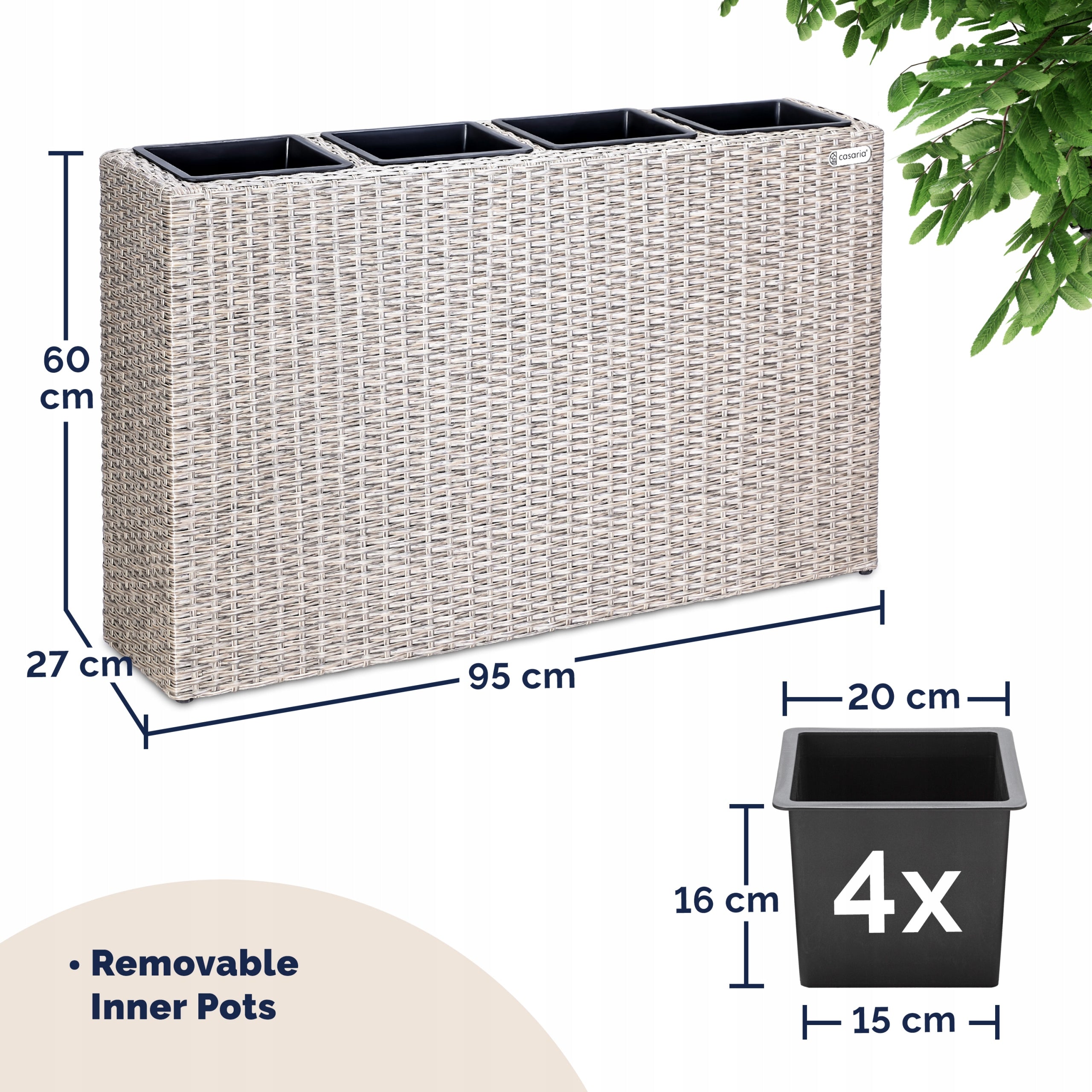 Flower pot garden planters large for balcony terraces rattan pots Product height 60 cm