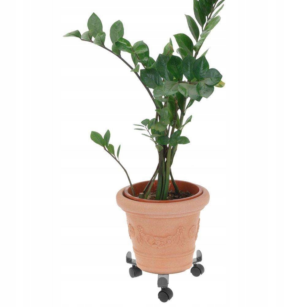 Flower trolley black steel stand with wheels for planters terrace garden Product width 30 cm