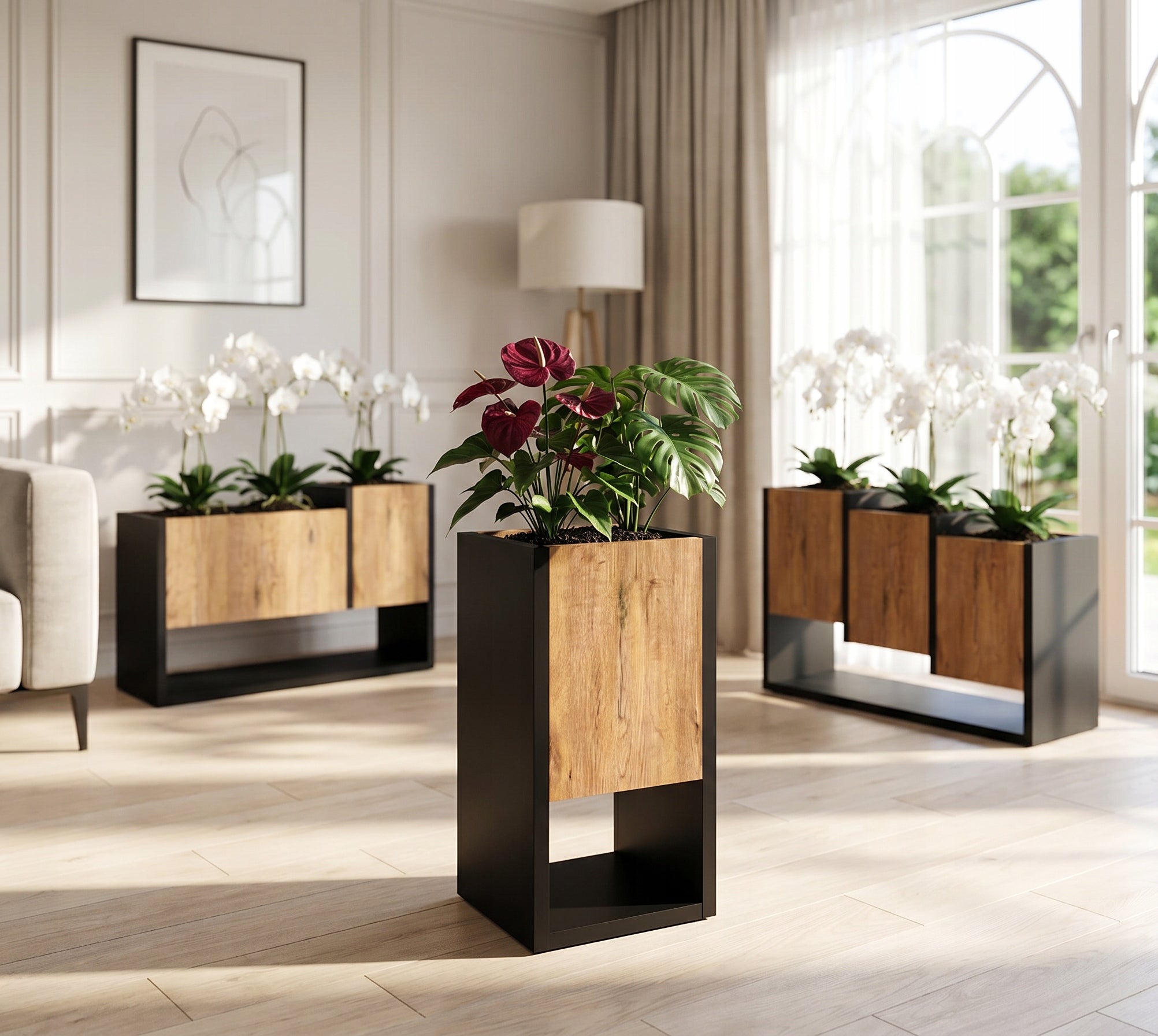 Flowerbed Standing Wooden Flower Stand loft Oak Lancelot 45cm Packaging status original