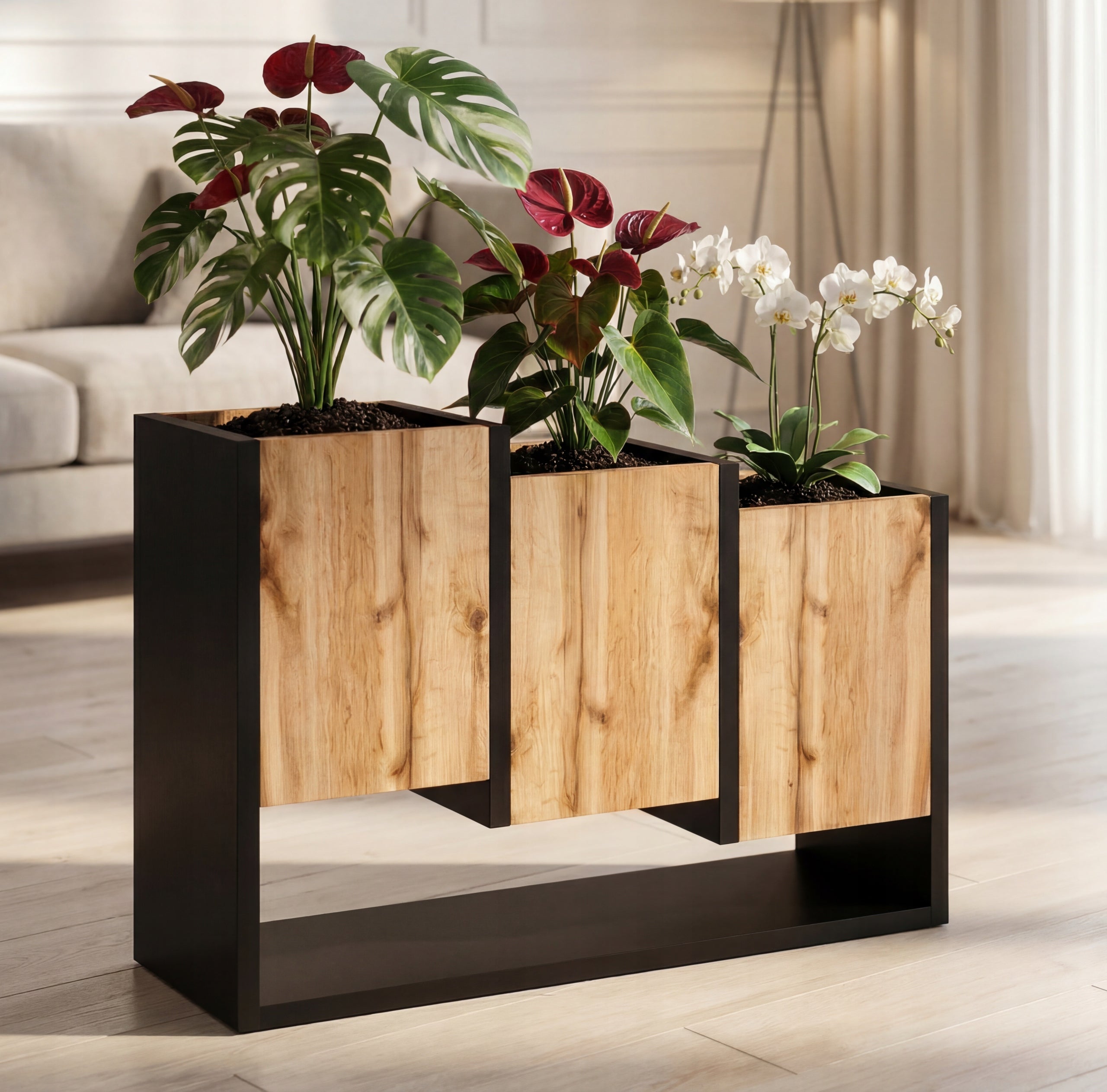 Flowerbed Standing Wooden Flower Stand loft Oak Wotan 46x64cm Brand no brand