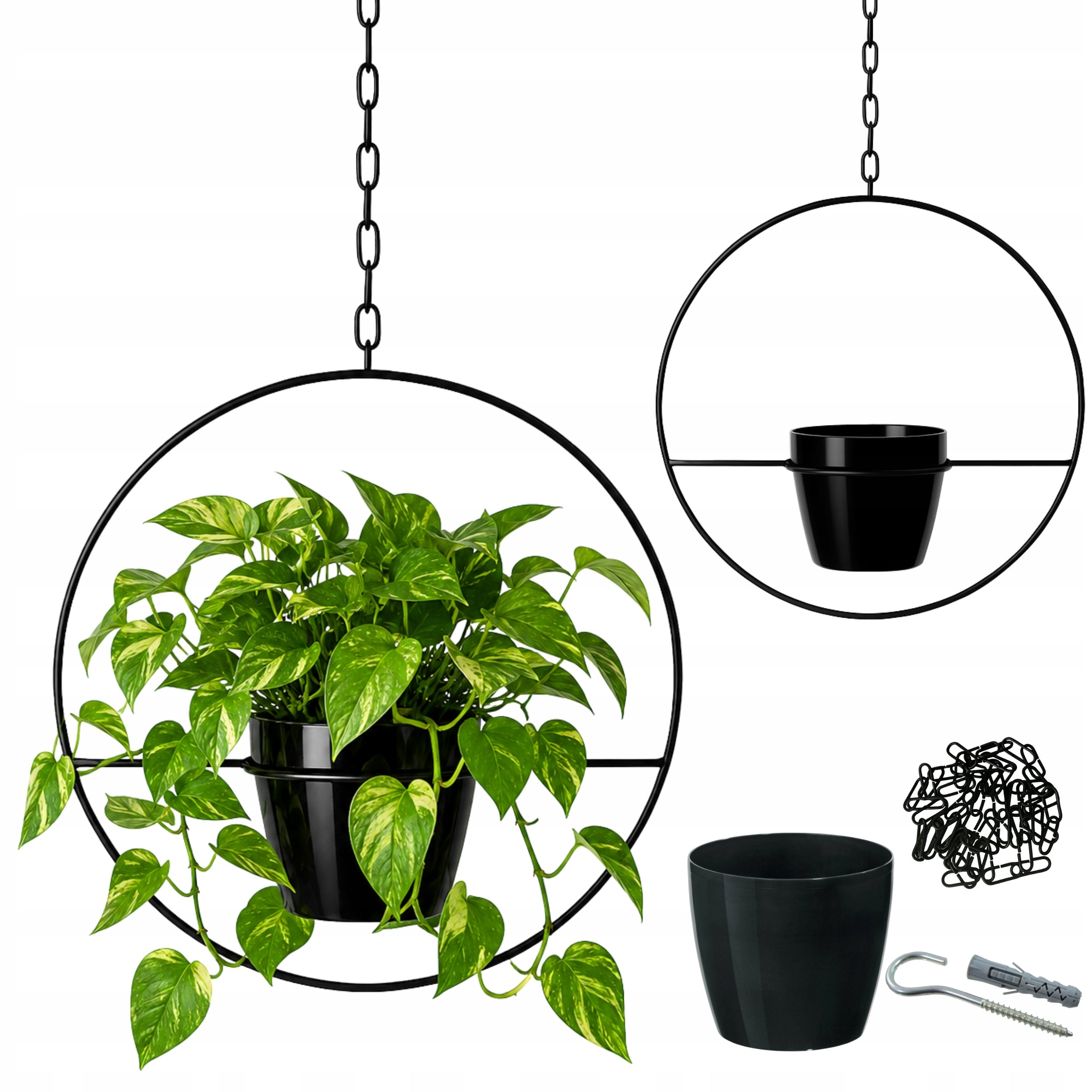 Flowerbed Wall Hanging Metal Black Ceiling Flower Pot Hanging Loft