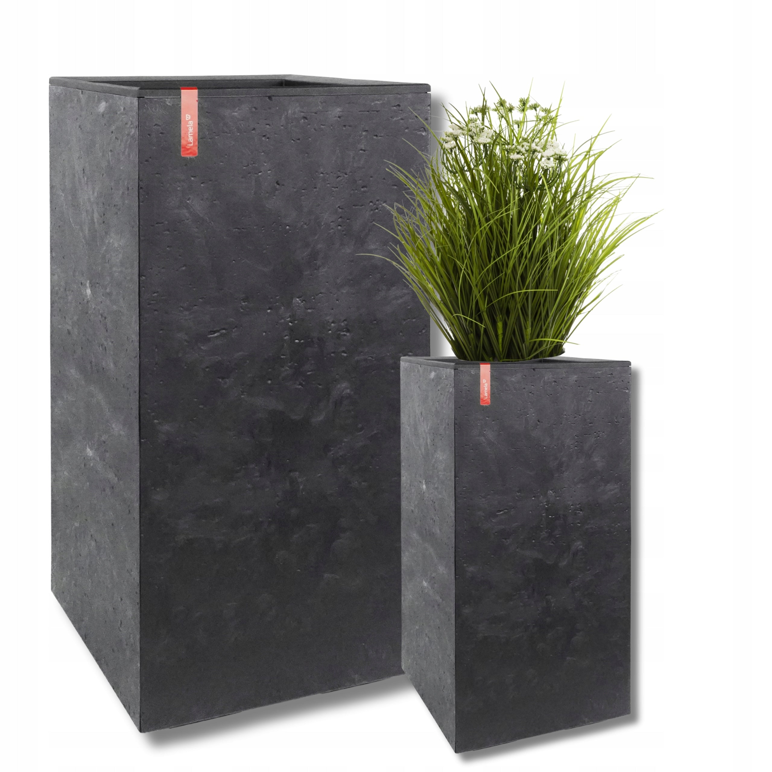 Flowerbed on wheels KARO 30X30x60cm IMITATION CONCRETE kol BLACK CONCRETE