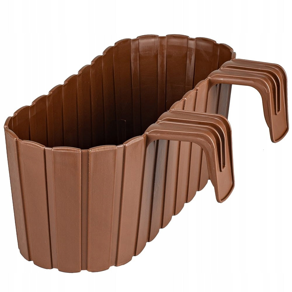 Flowerpot for balustrade, balcony, terrace, brown, balcony balustrade, 40 cm Color beige