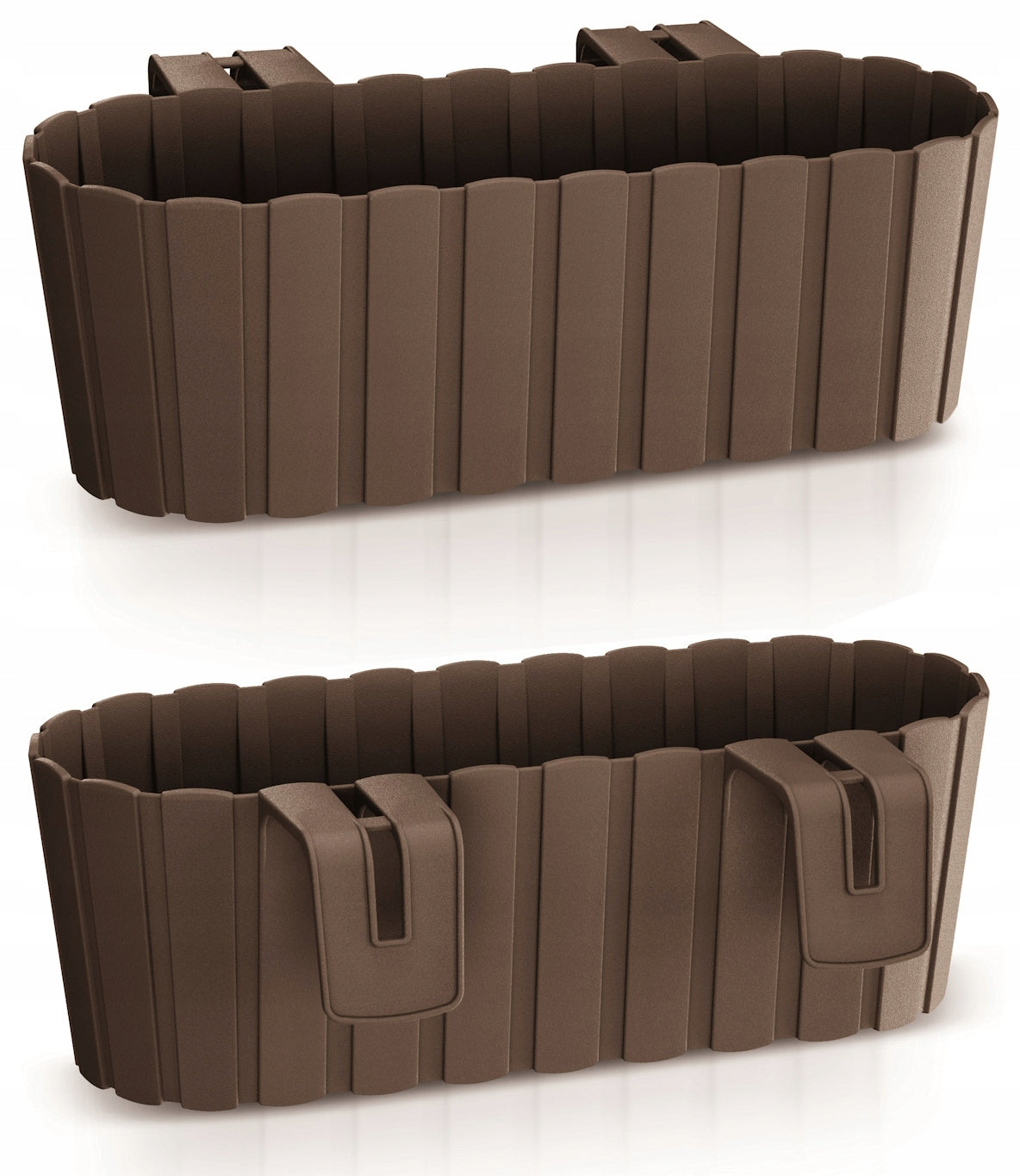 Flowerpot for balustrade, balcony, terrace, brown, balcony balustrade, 40 cm