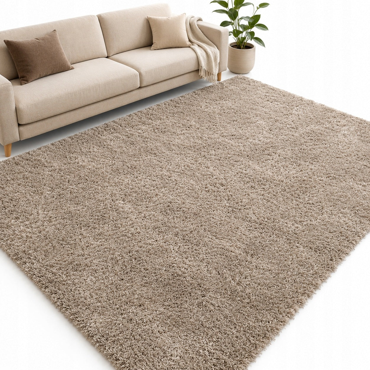 Fluffy Woven Shaggy Rug Royal Elit ~200x300 Mix colors- Beige Brown Grey