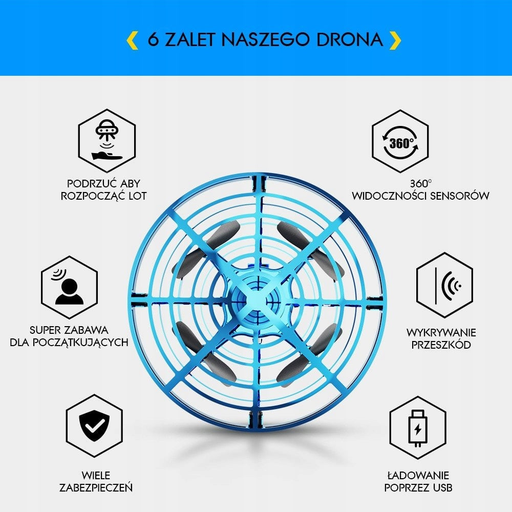 Flying drone hand-controlled sensors 360° Brand no brand