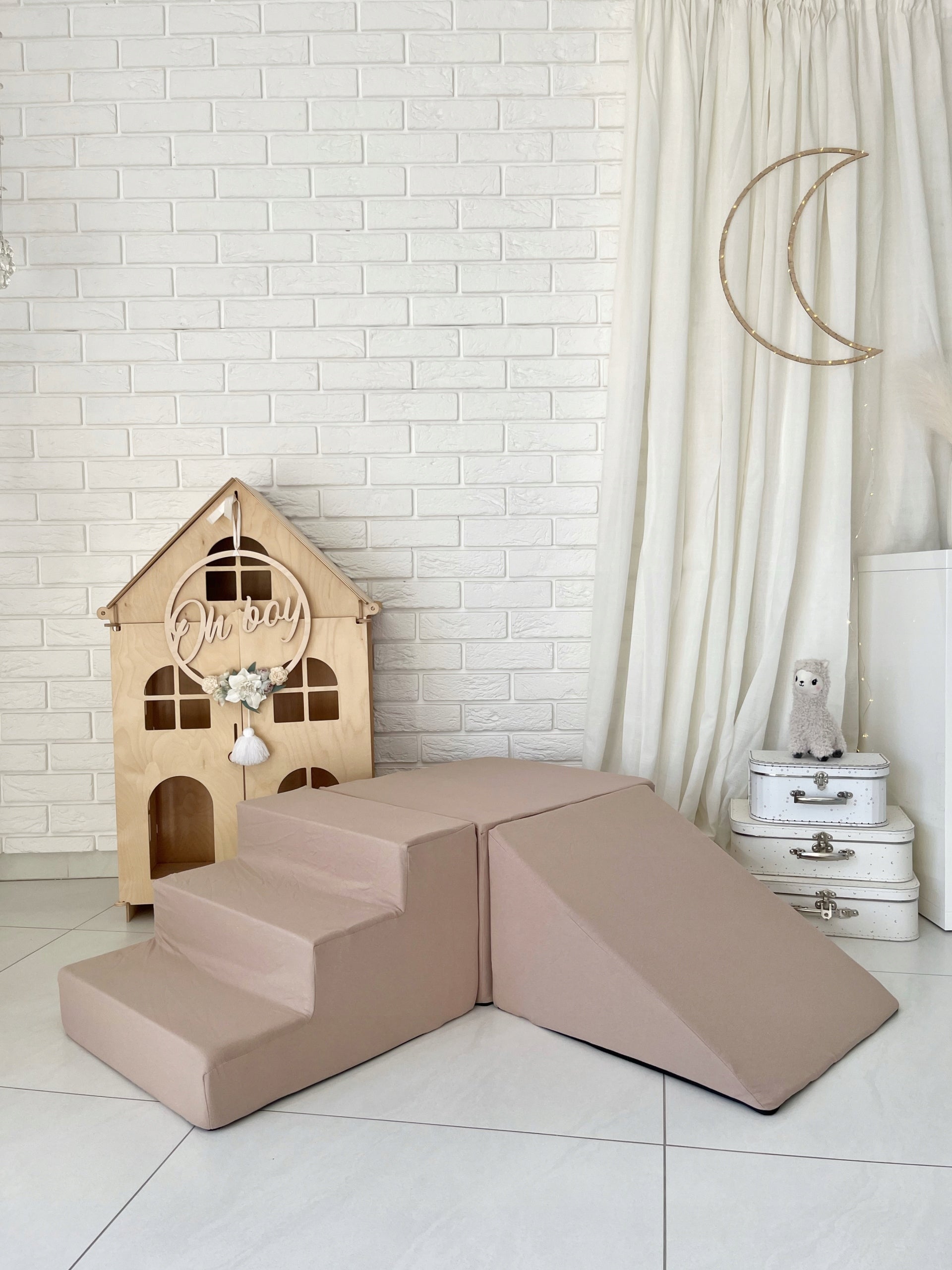 Foam 3-piece square toys MONIO- beige Kid's age 12+ months