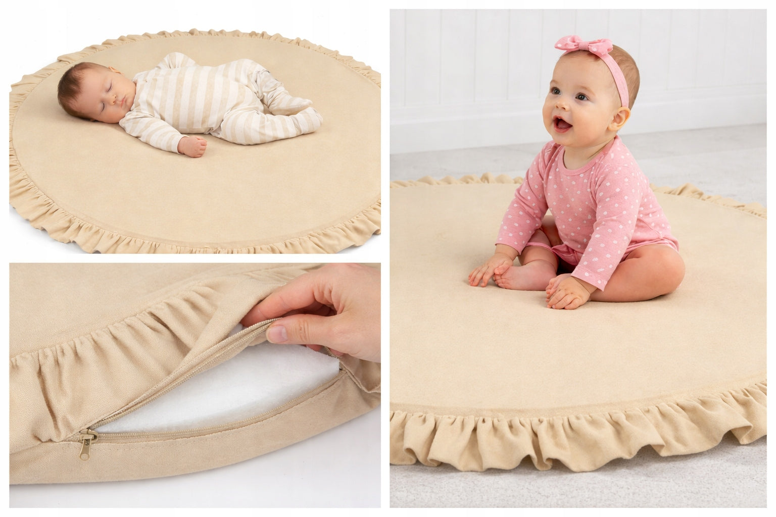 Foam Play Mat Round 100 cm / 3 cm MIMII for children Beige Manufacturer code mf014