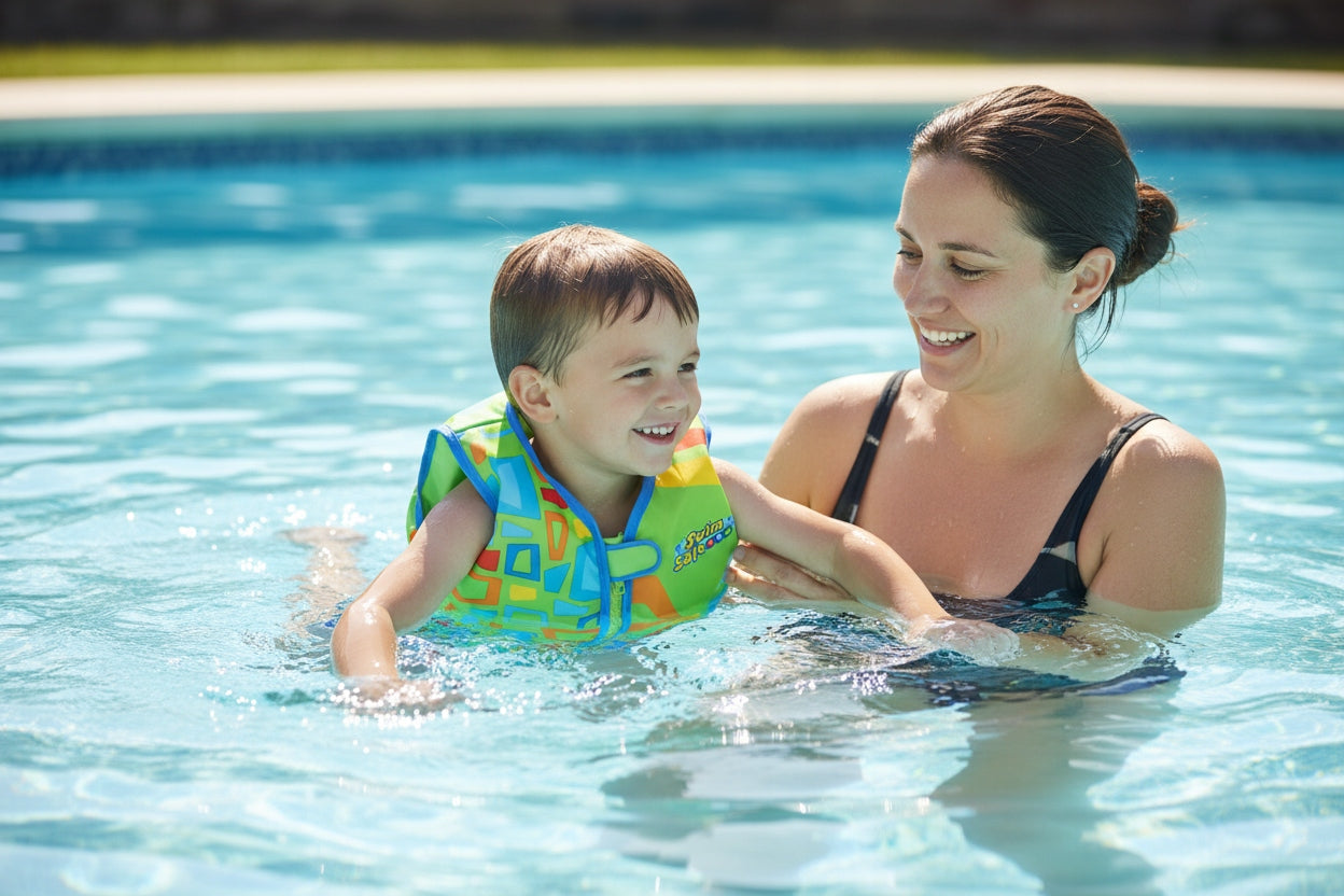 Foam safety vest for learning to swim green for children UPF 50+ Product width 29 cm