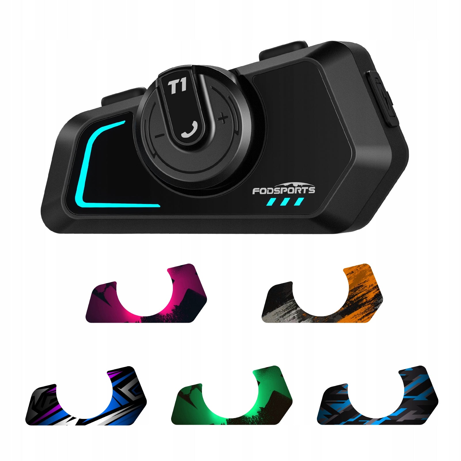 Fodsports T1 Helmet Headset 2-Way Motorcycle Intercom,BT5.4,with 5 Stickers Manufacturer FODSPORTS