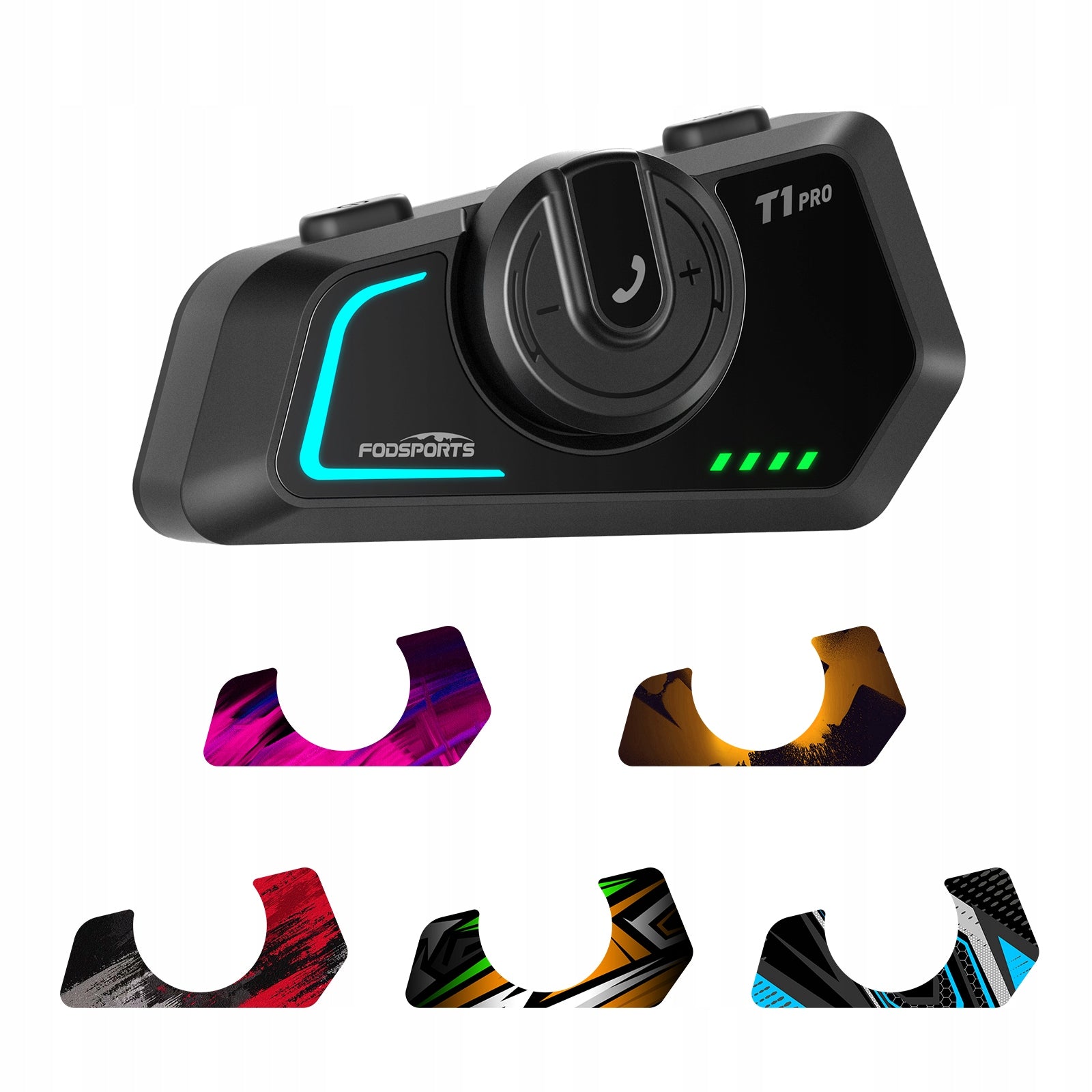 Fodsports T1 PRO Motorcycle Intercom max.6-person connect, 5 Stickers