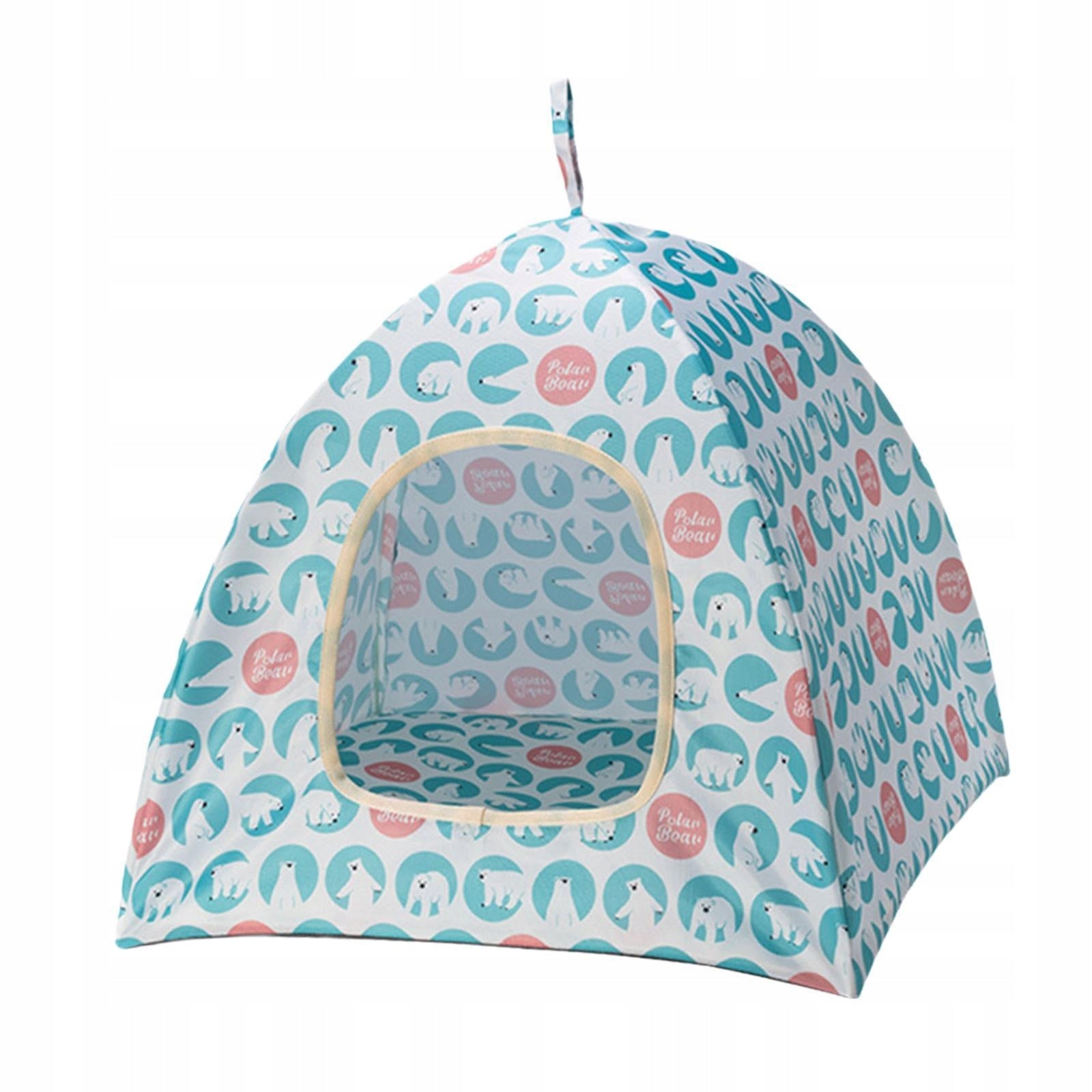 Foldable Cat Tent Portable Summer Semi Enclosed Rest and Play S Blue Length 30 cm