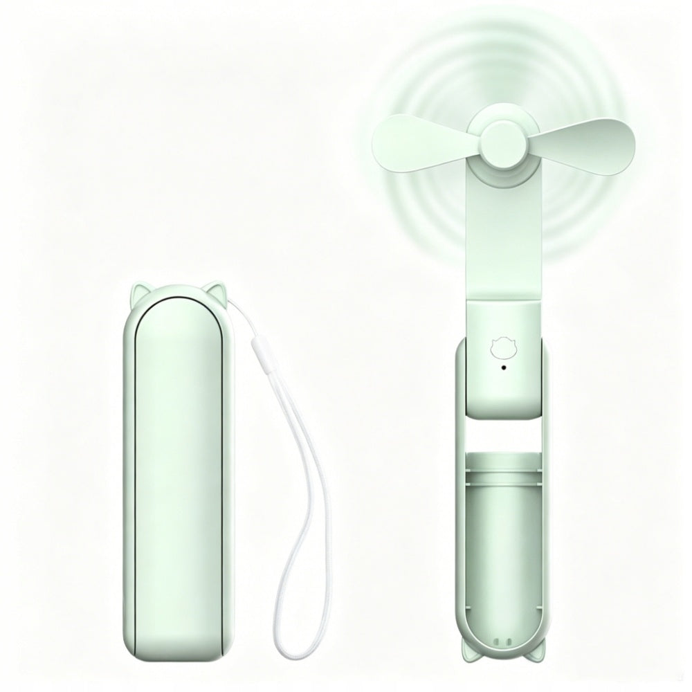 Foldable Fan with Power Bank 3 Speed Modes Low Noise, ABS Material Green