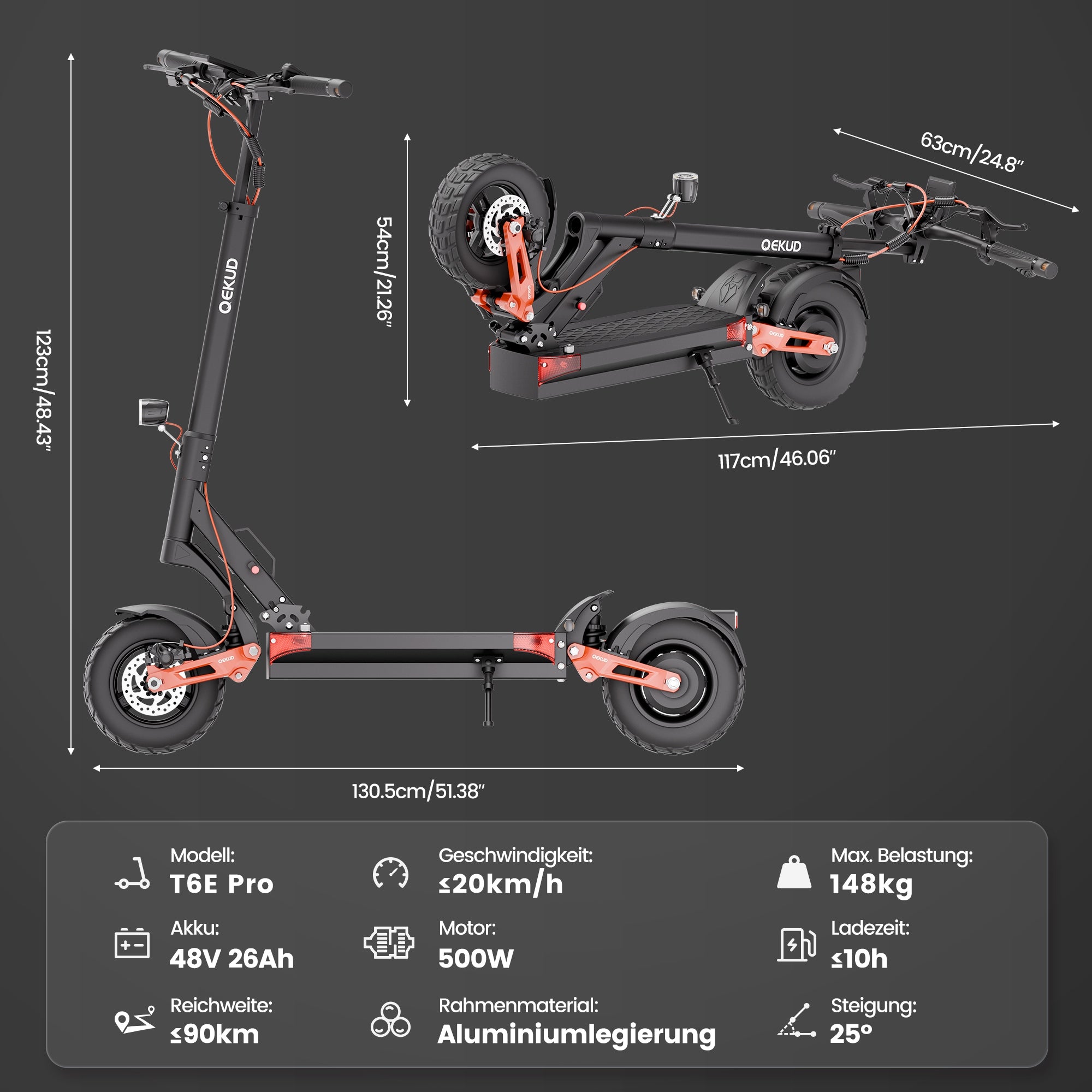 Foldable Qekud T6E Pro ABE Scooter, 20km/h Max Speed Meets EU Traffic Rules Brand Joyor