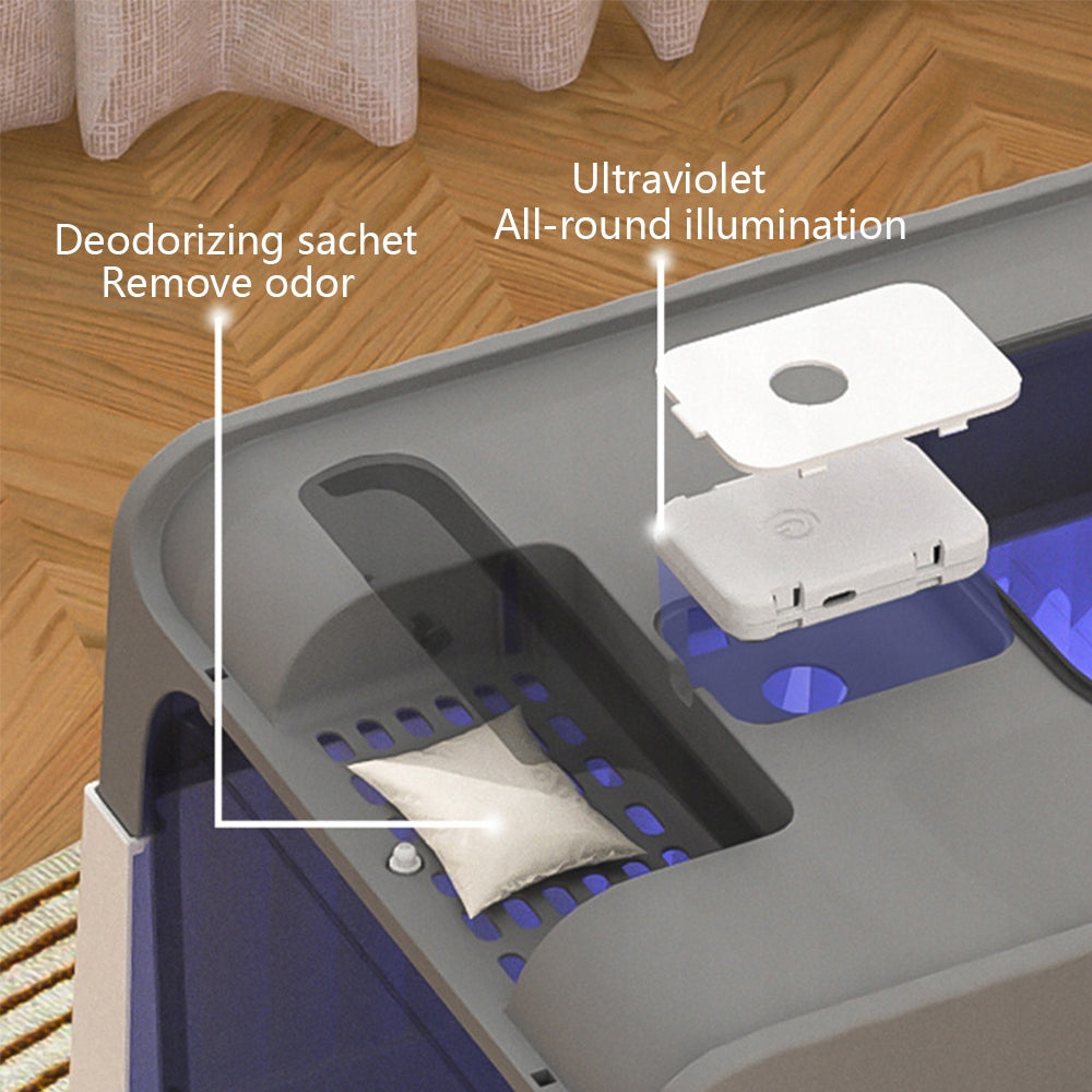 Foldable cat litter box, fully enclosed with lid and UV light, with scoop Model ony-alg-088