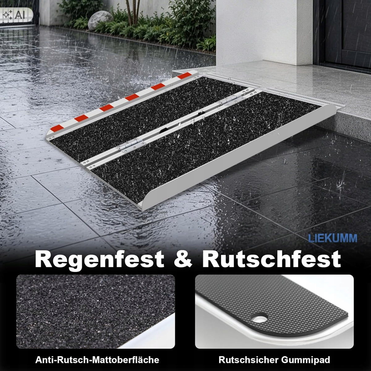 Folding Aluminum Ramp LIEKUMM MR607WL-2 61x72 cm 300 kg Brand Liekumm