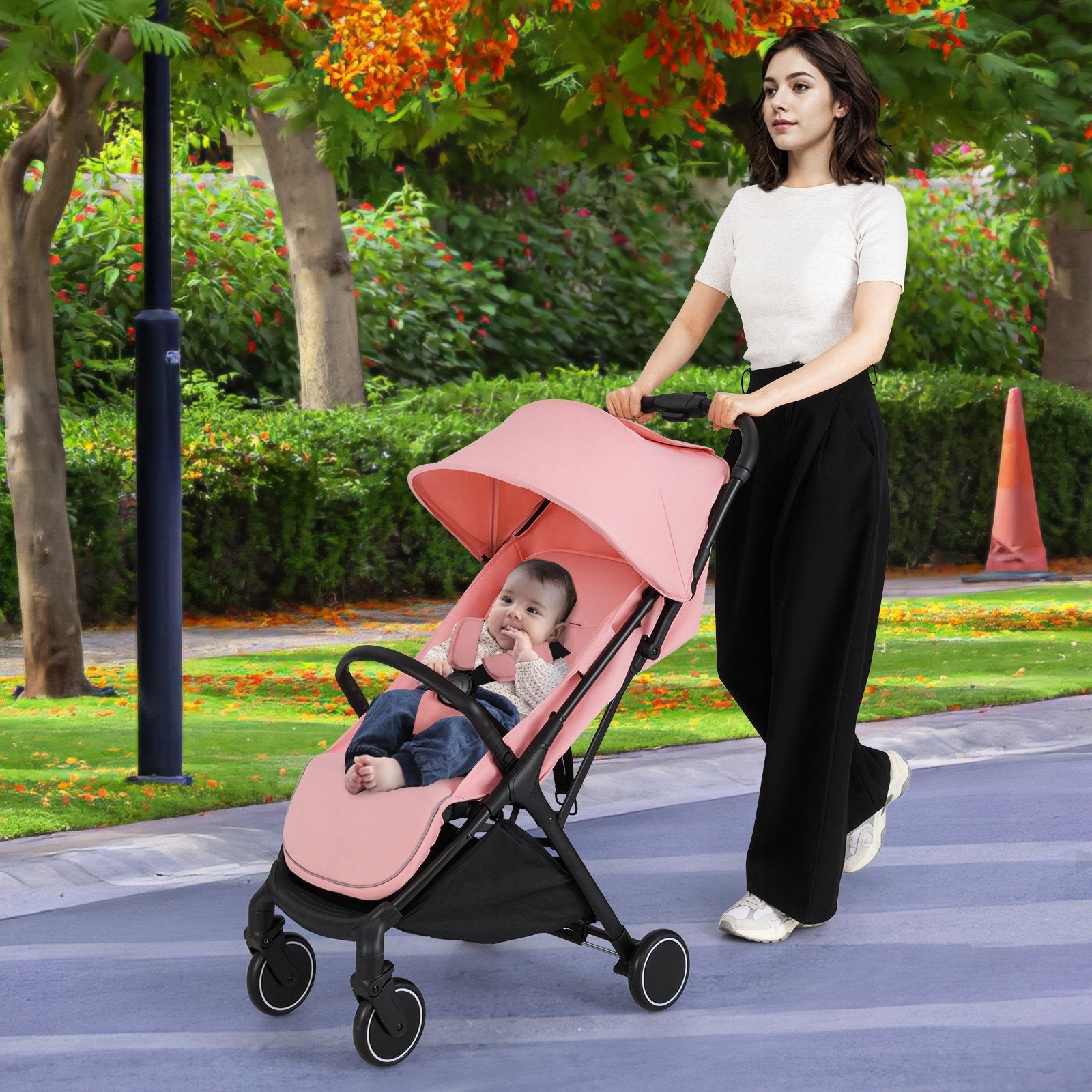 Folding Baby Stroller for Kids Color pink