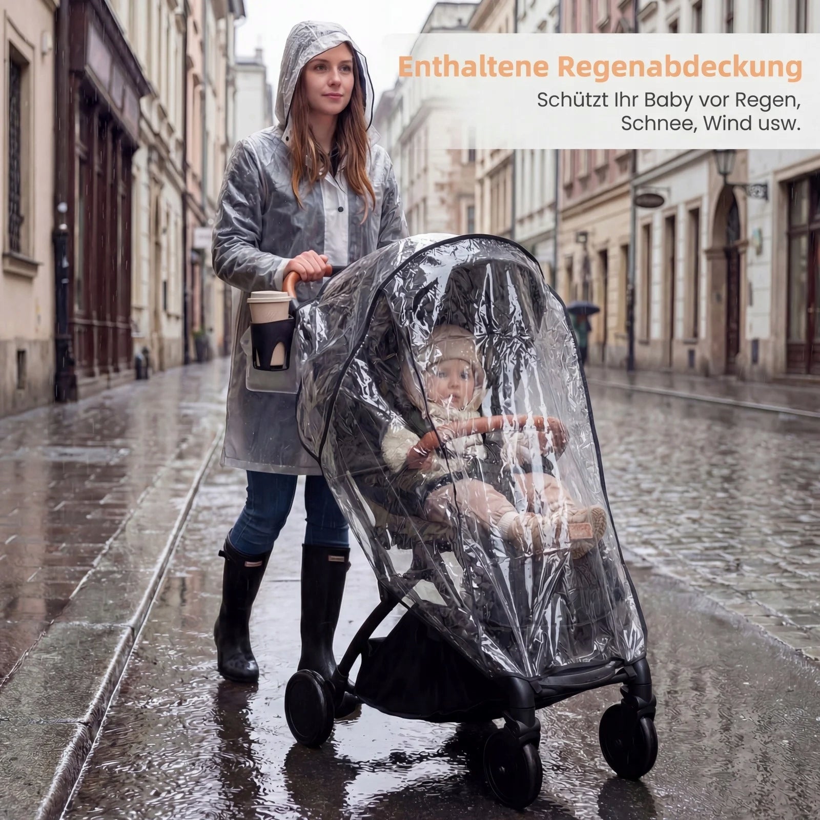 Folding Baby Stroller with Rain Cover Stroller Color black
