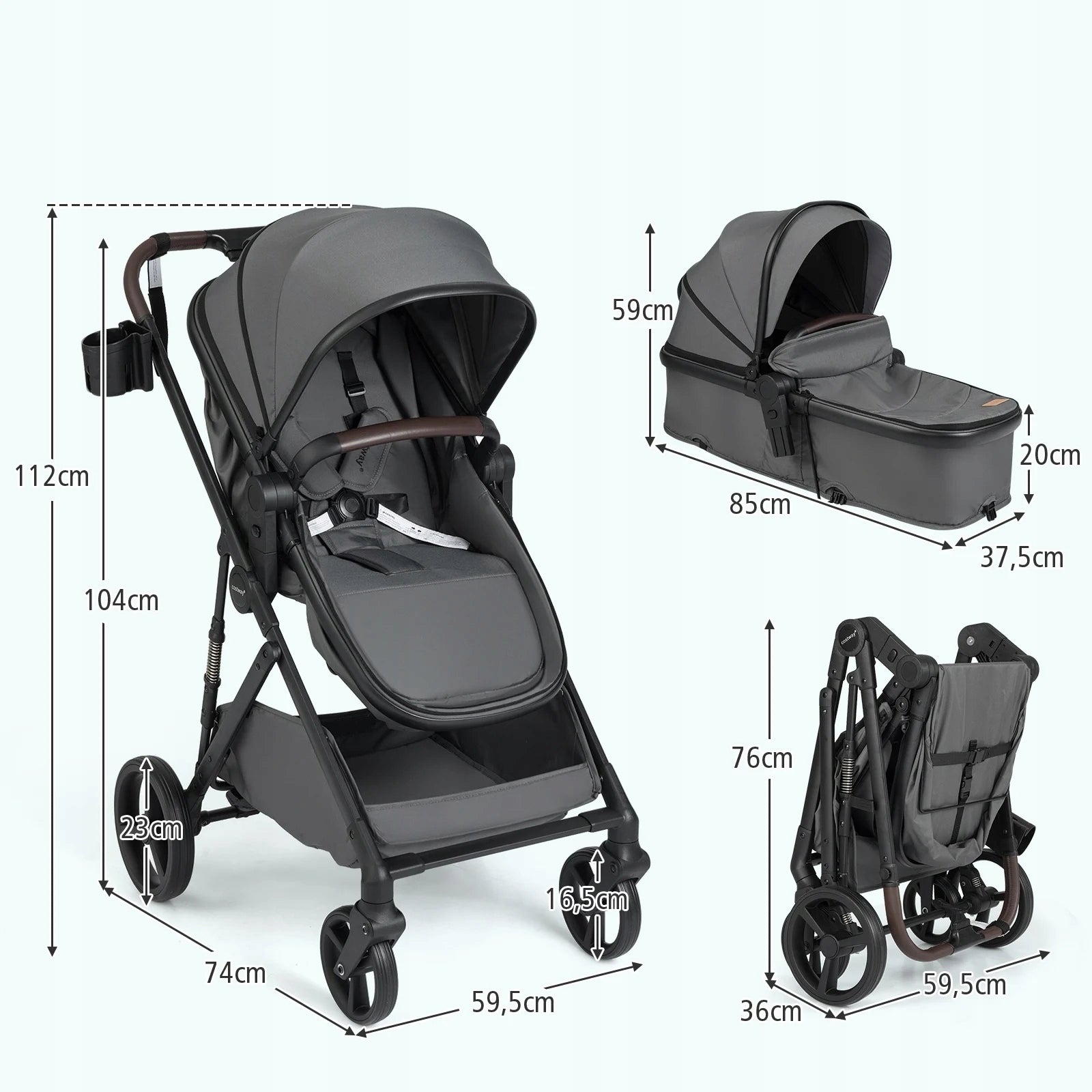 Folding Baby Stroller with Reverse Seat Stroller Brand Costway