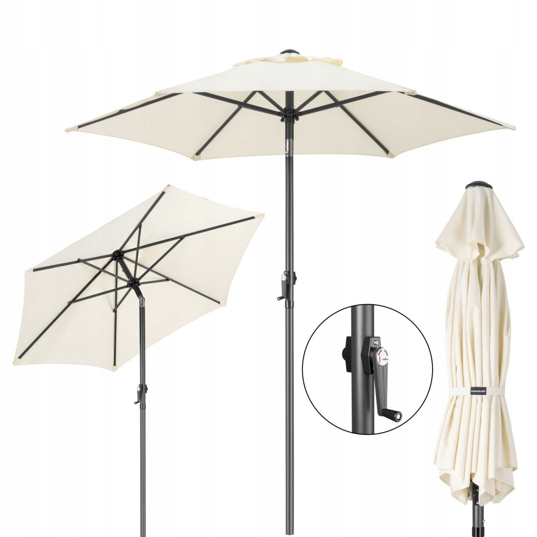 Folding Balcony Garden Umbrella Adjustable 200cm Beige 50UV Bauerkraf